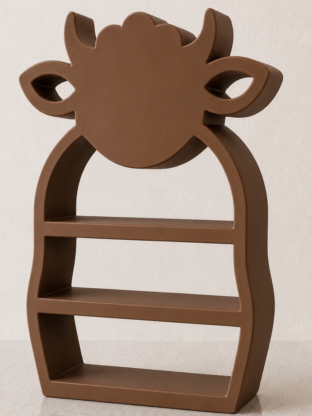 Playful Brown Cow-Shaped Decorative Shelf - new!
